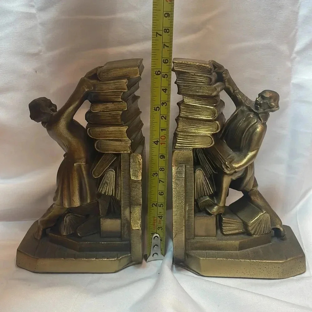 Vintage Art Deco Solid Brass Bookends - Picture 6 of 7
